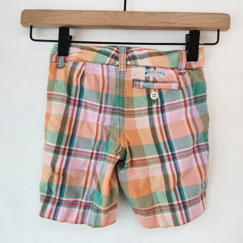 Ralph Lauren Orange Plaid Bermuda Shorts Madras Toddler Girls 2T